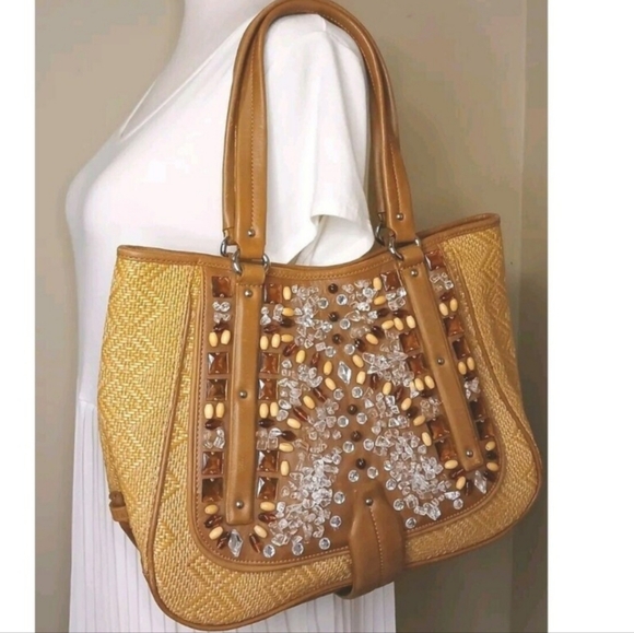 COLE HAAN Natural Sydney Straw & Leather Tan - Picture 4 of 13